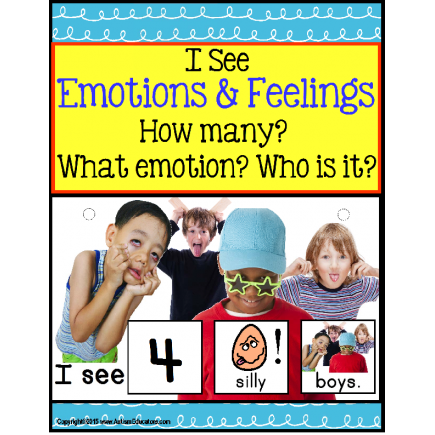 Emotions and Feelings Counting Interactive Book with Data Sheet and IEP Goals FOR AUTISM